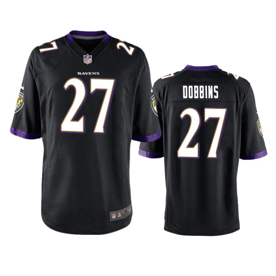 mens ravens j.k. dobbins black game jersey