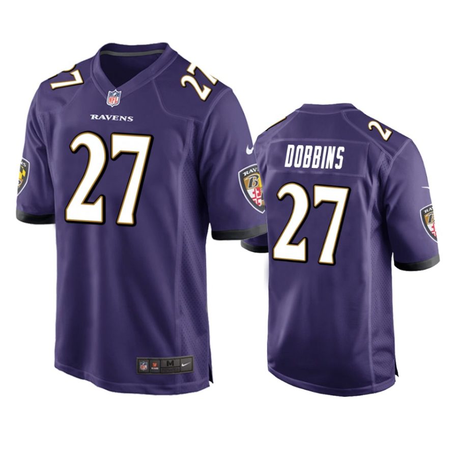 mens ravens j.k. dobbins purple game jersey