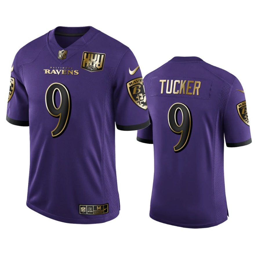 mens ravens justin tucker purple 25th season golden limited jersey