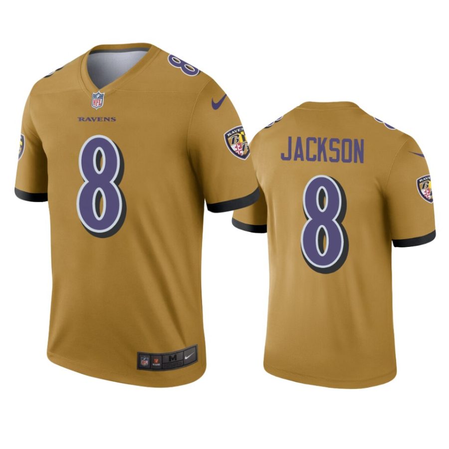 mens ravens lamar jackson gold inverted legend jersey