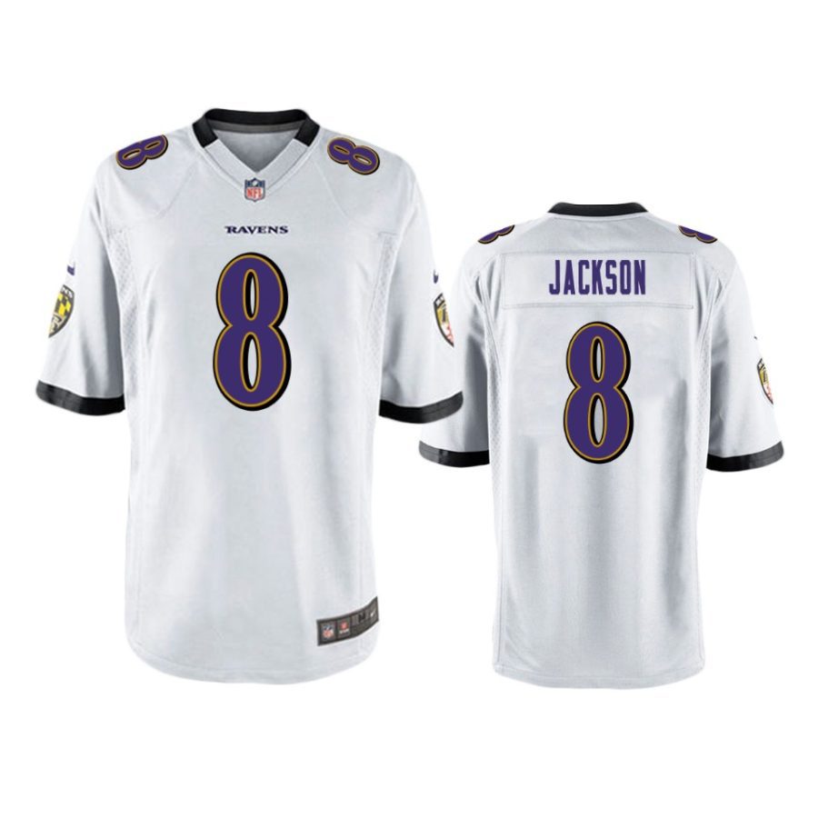 mens ravens lamar jackson white game jersey