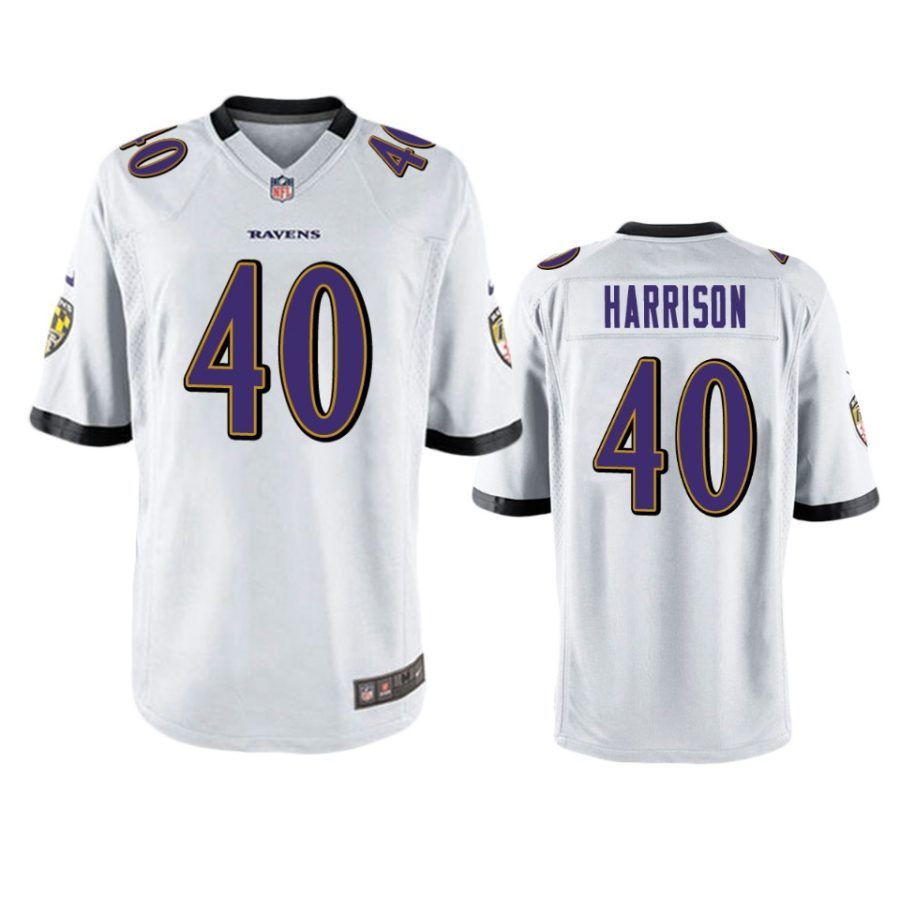 mens ravens malik harrison white game jersey