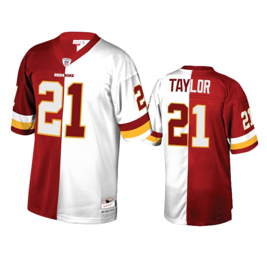 mens redskins sean taylor burgundy white retired player split jersey