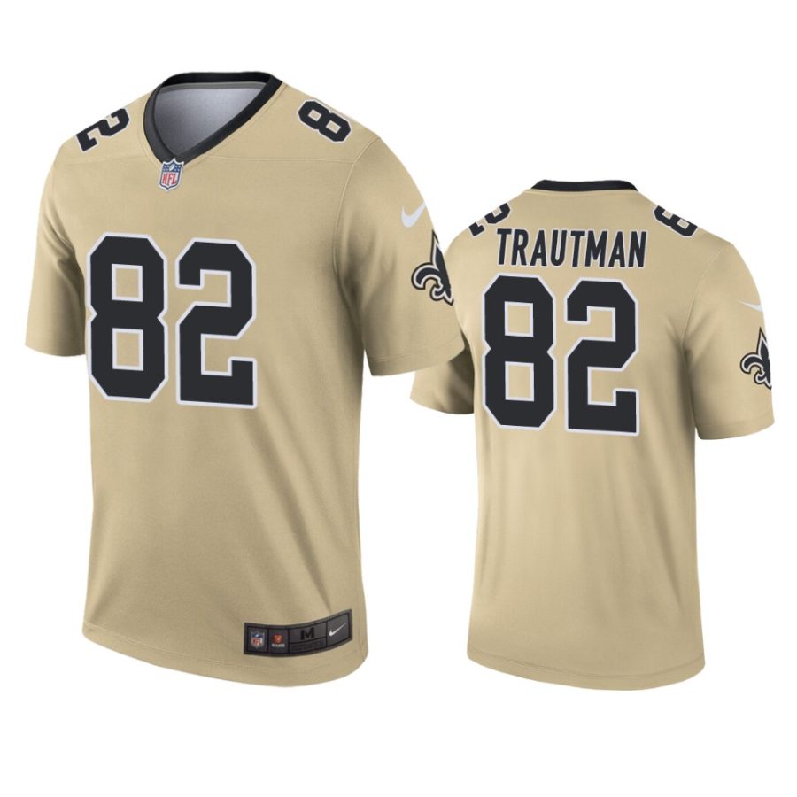 mens saints adam trautman gold inverted legend jersey