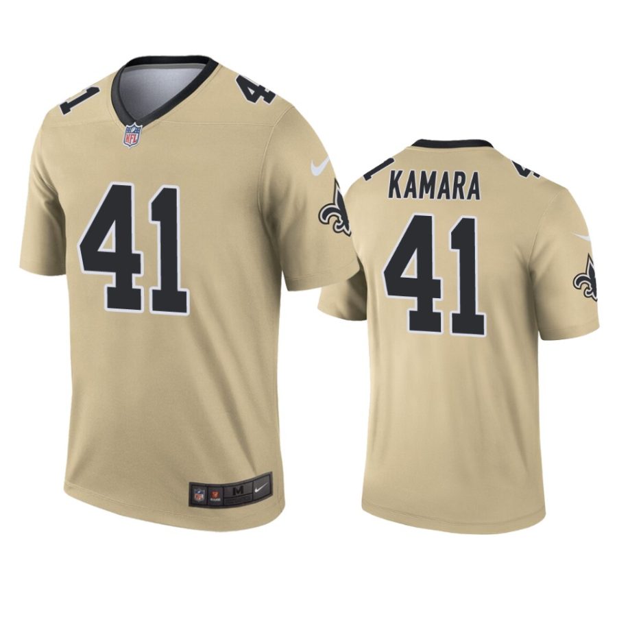 mens saints alvin kamara gold inverted legend jersey