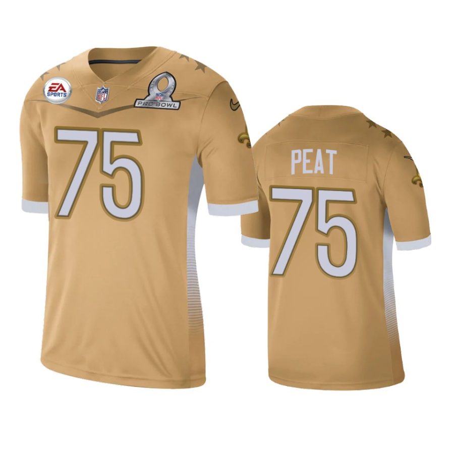 mens saints andrus peat gold 2021 nfc pro bowl game jersey