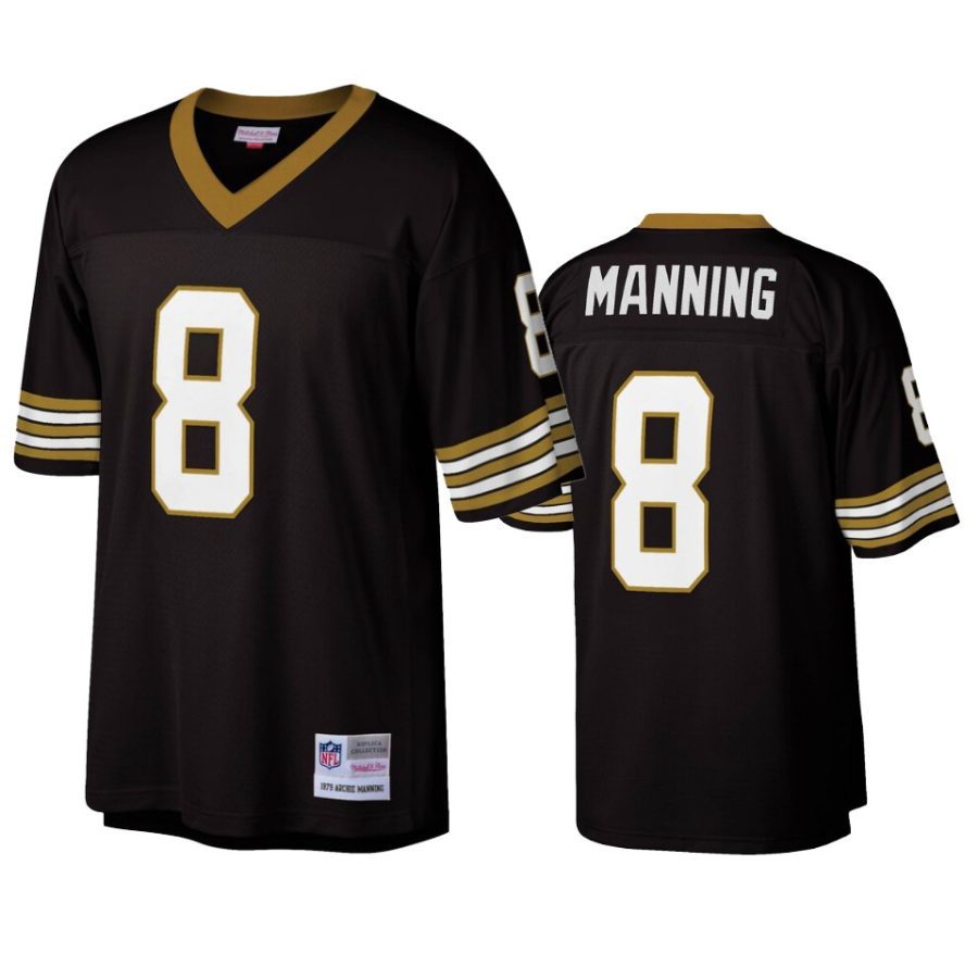 mens saints archie manning black legacy replica jersey