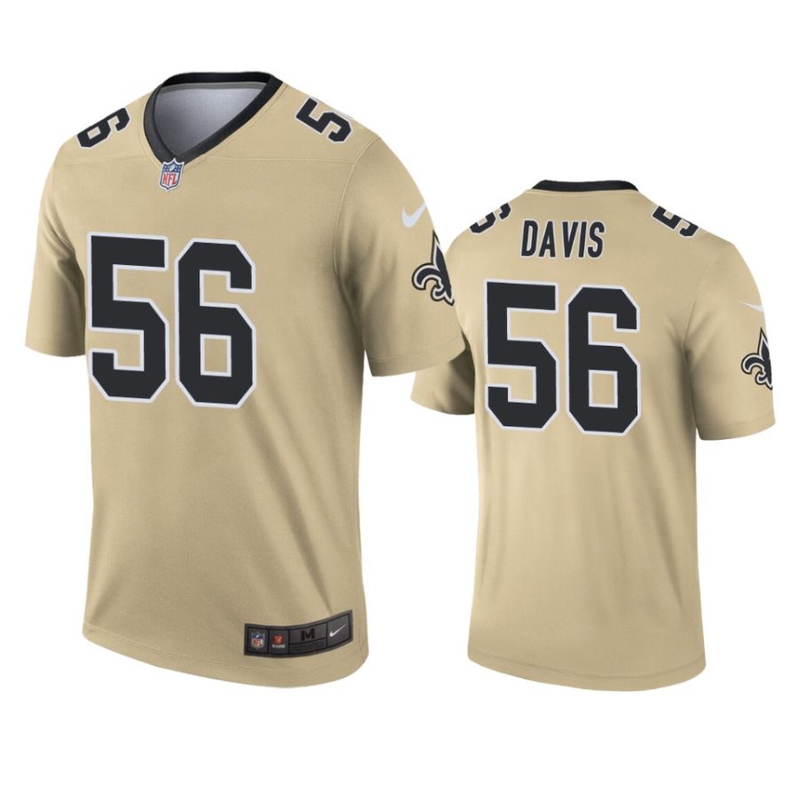 mens saints demario davis gold inverted legend jersey