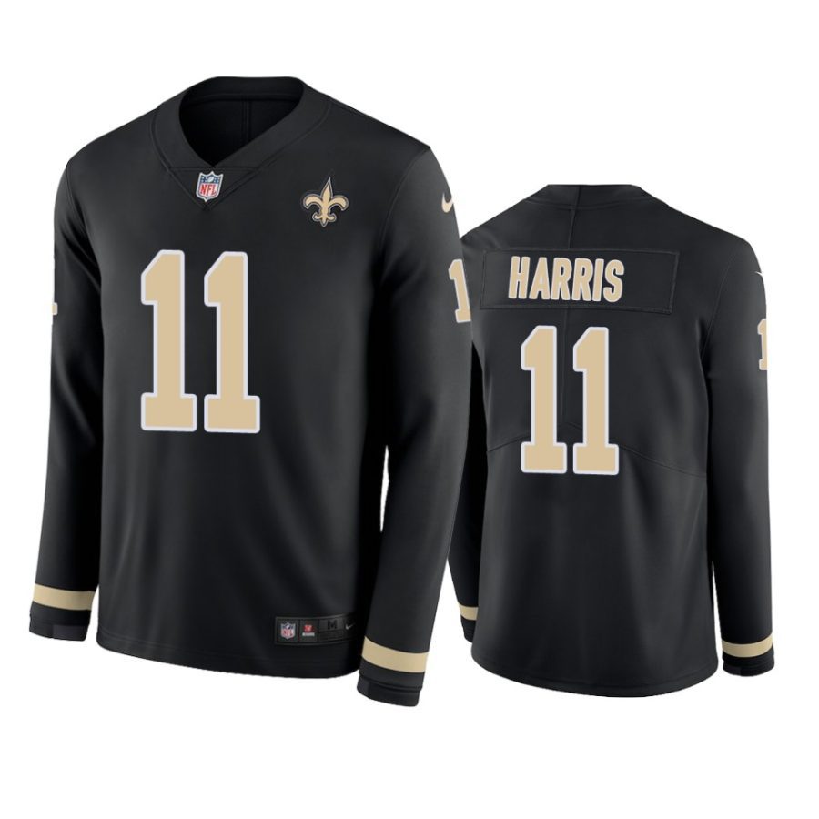 mens saints deonte harris black therma long sleeve jersey