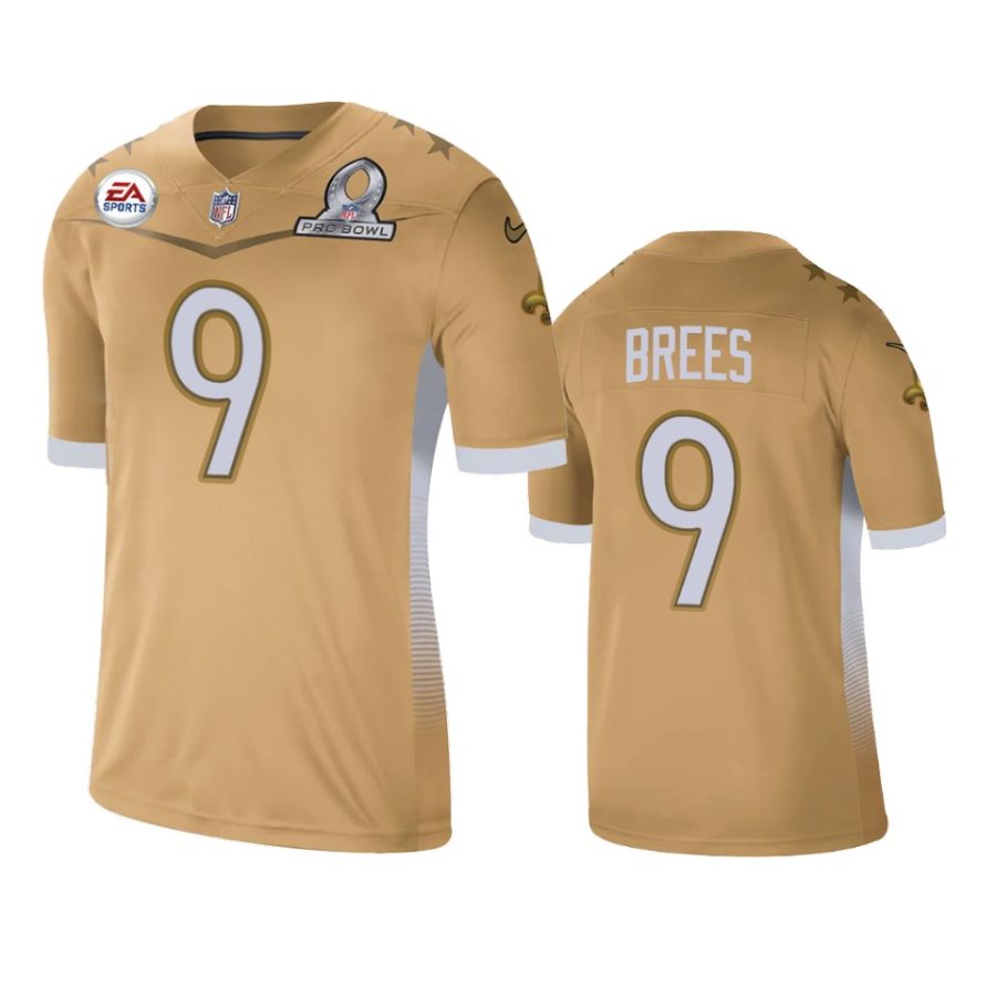 mens saints drew brees gold 2021 nfc pro bowl game jersey