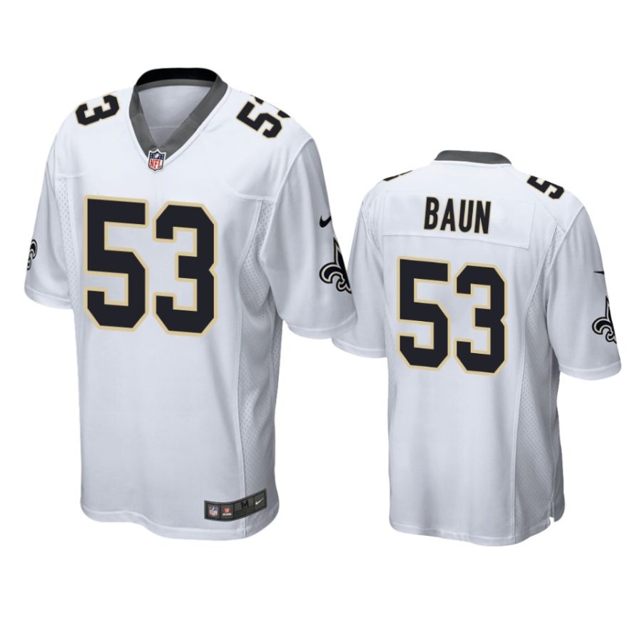 mens saints zack baun white game jersey