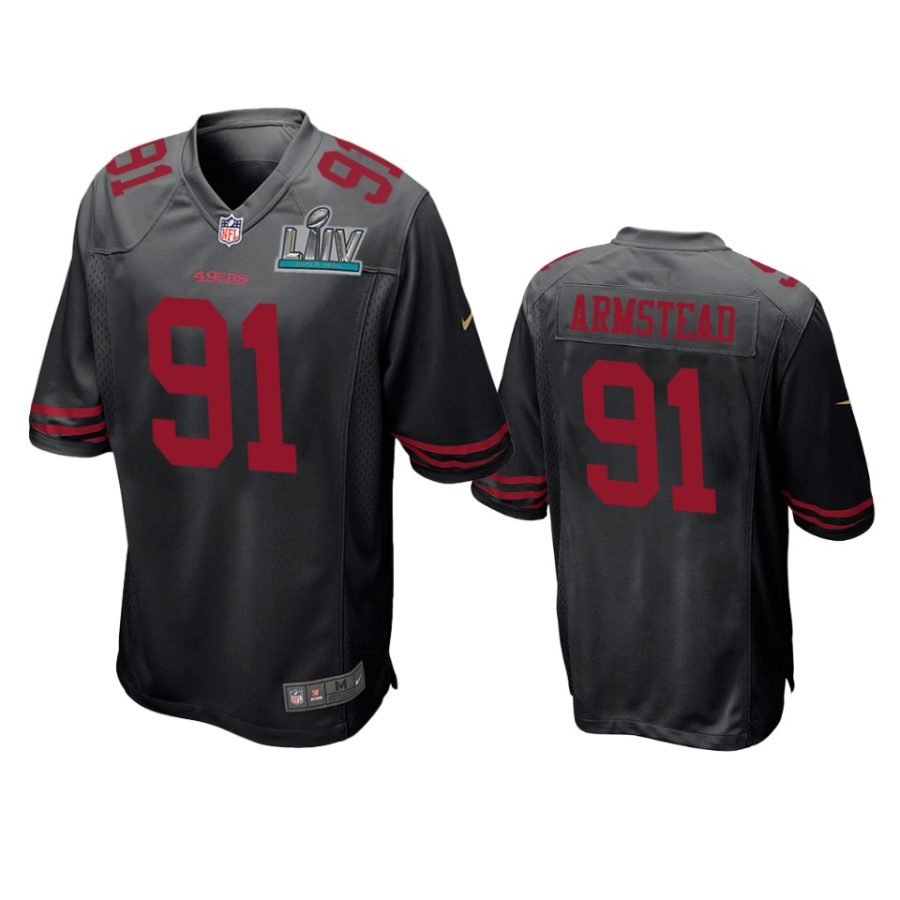 mens san francisco 49ers arik armstead black super bowl liv game jersey