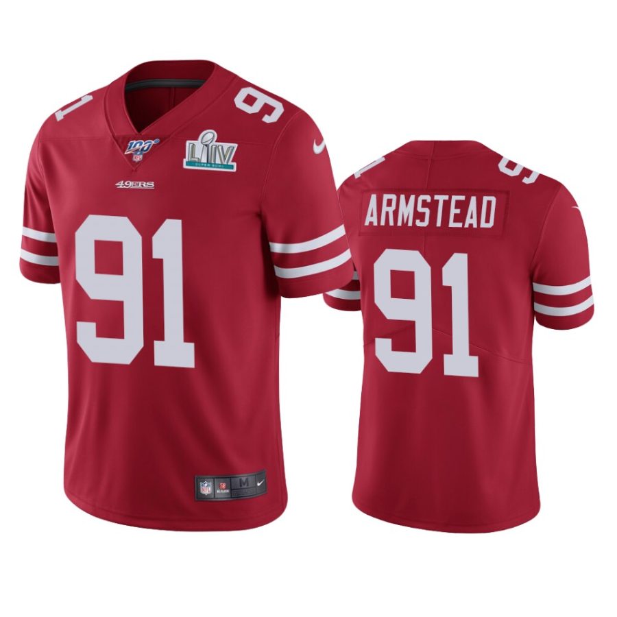 mens san francisco 49ers arik armstead scarlet super bowl liv vapor limited jersey