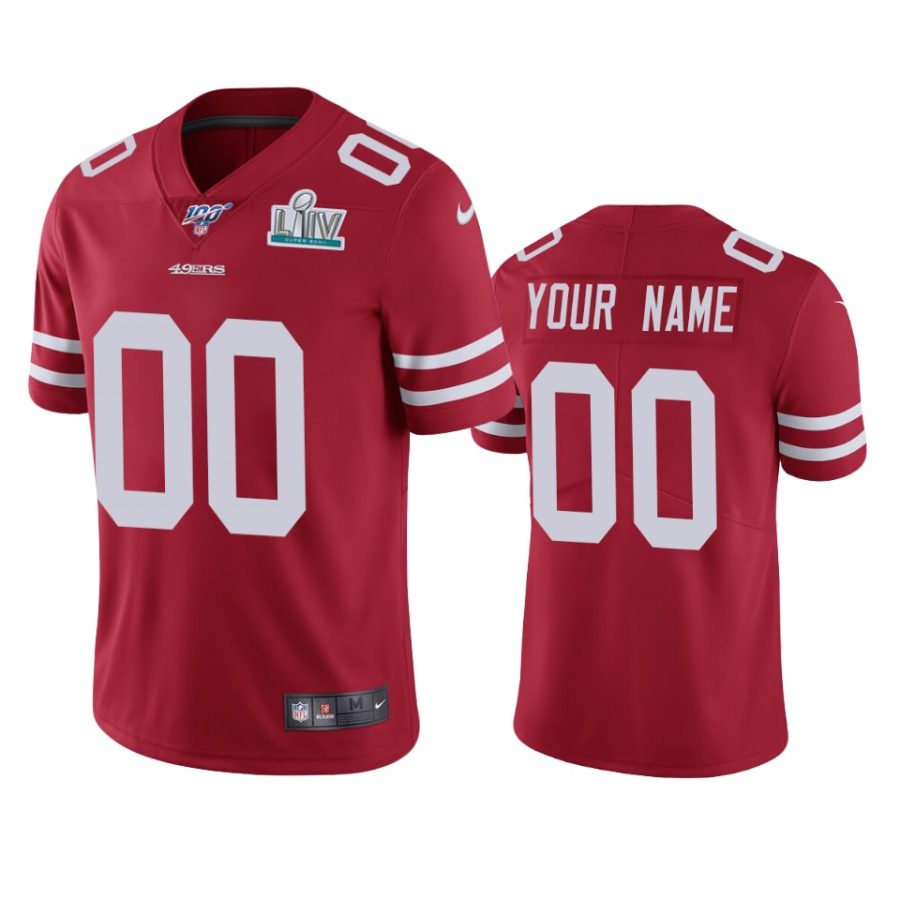 mens san francisco 49ers custom scarlet super bowl liv vapor limited jersey