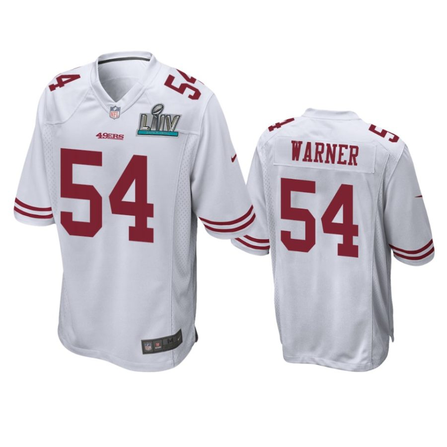 mens san francisco 49ers fred warner white super bowl liv game jersey