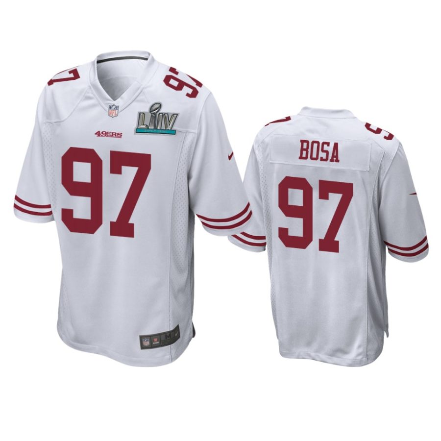 mens san francisco 49ers nick bosa white super bowl liv game jersey