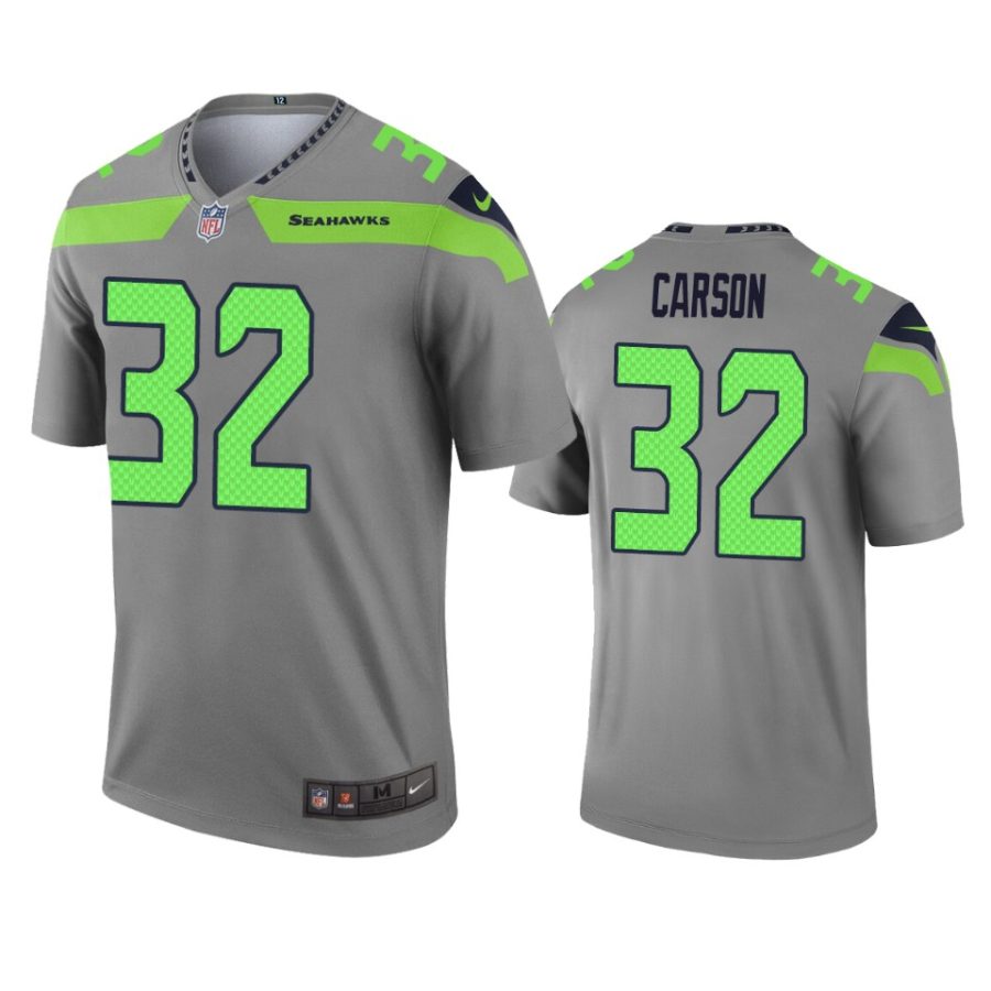 mens seahawks chris carson gray inverted legend jersey