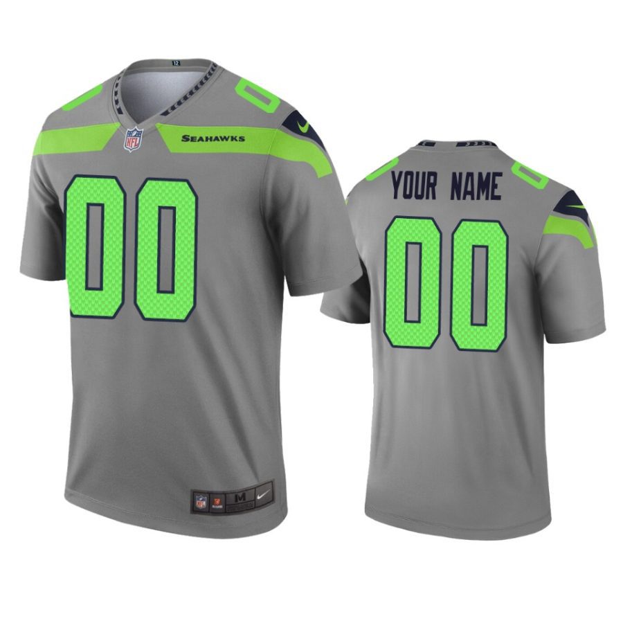 mens seahawks custom gray inverted legend jersey