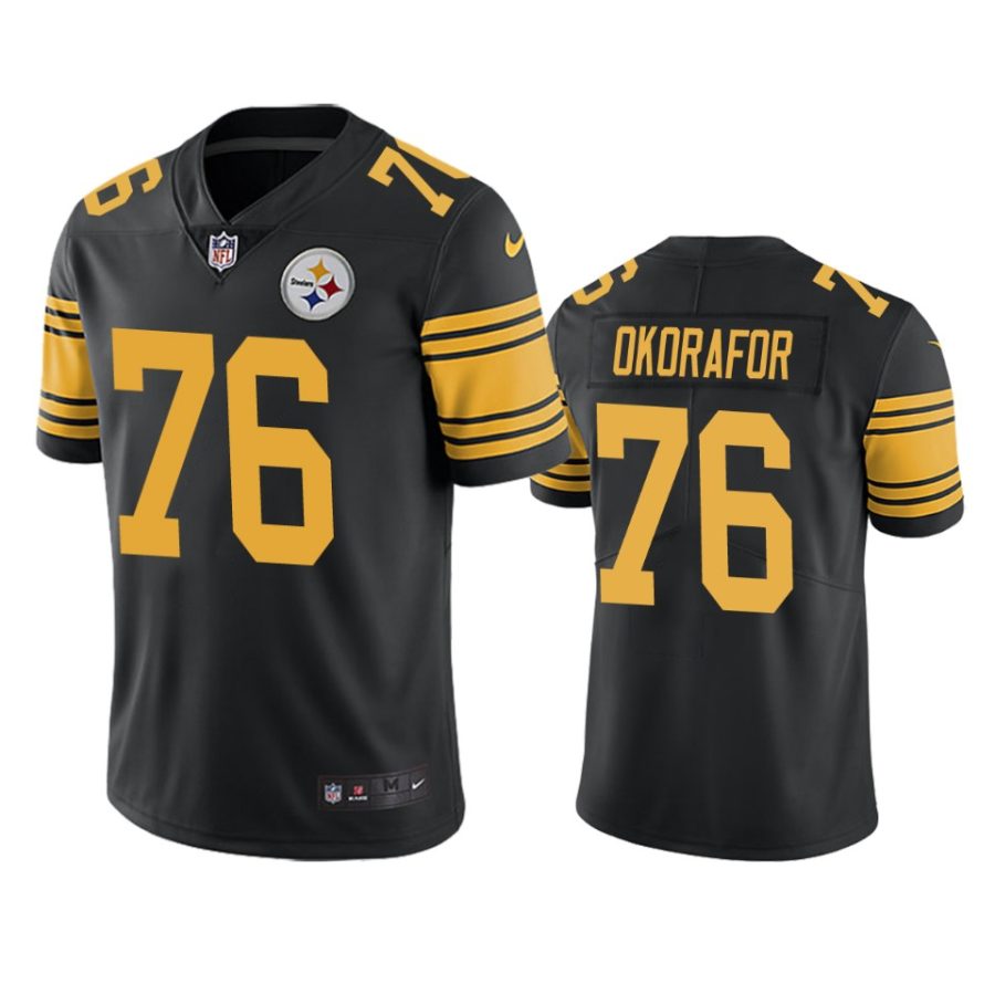 mens steelers chukwuma okorafor black color rush limited jersey