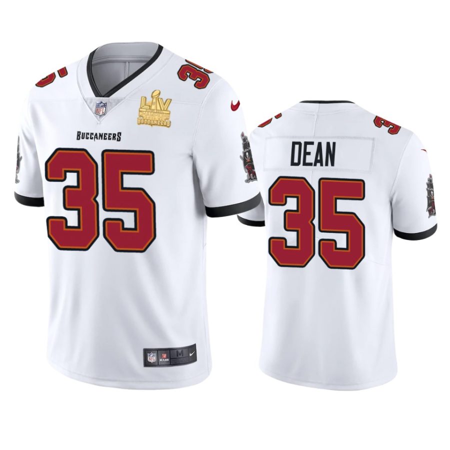 mens tampa bay buccaneers jamel dean white super bowl lv champions vapor limited jersey