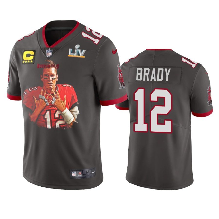 mens tampa bay buccaneers tom brady pewter super bowl lv champions player graphic jersey