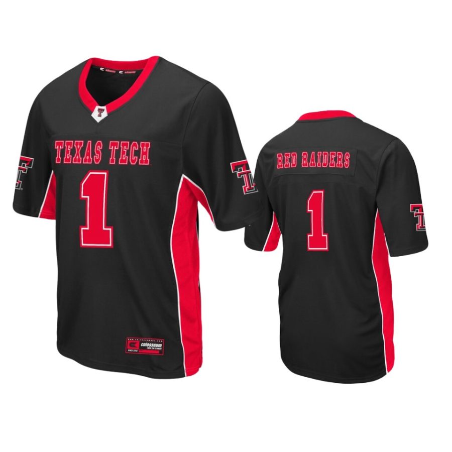 mens texas tech red raiders 1 black max power jersey