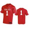 mens texas tech red raiders 1 replica red game jersey