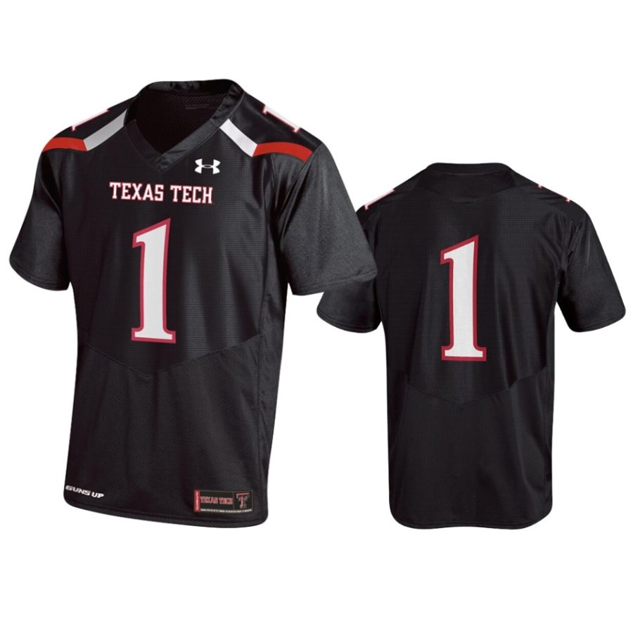 mens texas tech red raiders 1 under armour black replica jersey