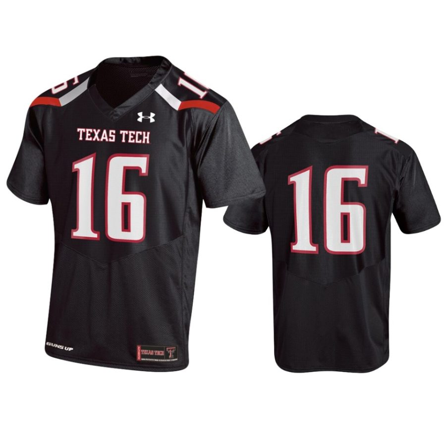 mens texas tech red raiders 16 college football black replica jersey