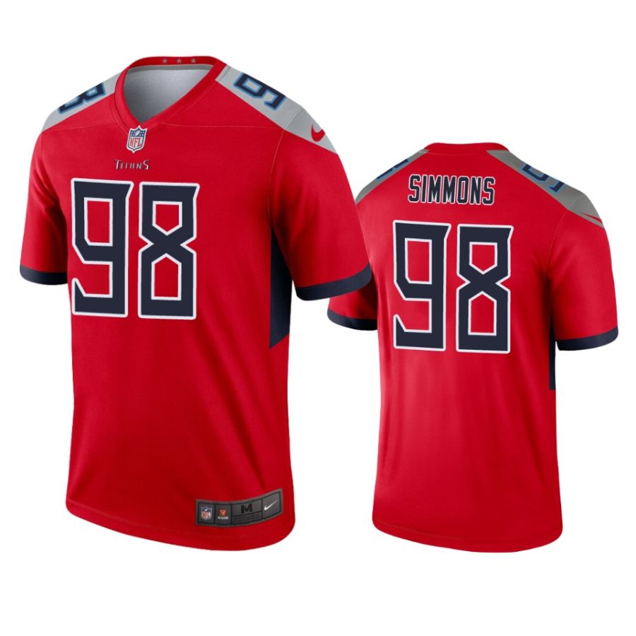 mens titans jeffery simmons red inverted legend jersey