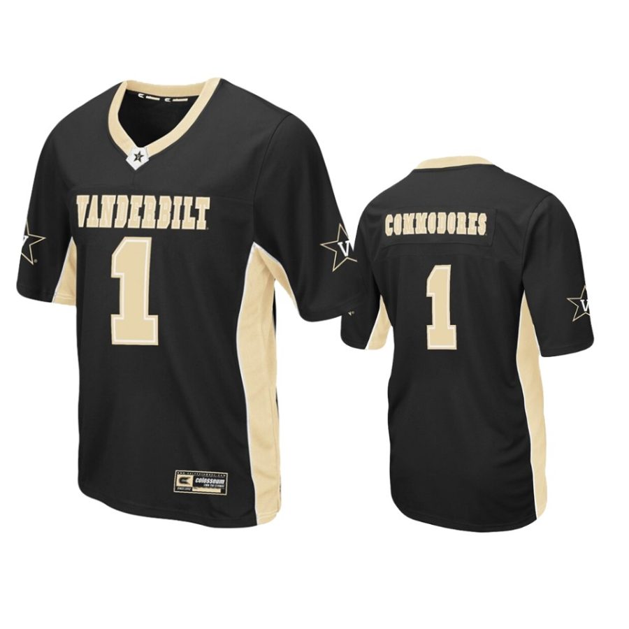 mens vanderbilt commodores 1 black max power jersey