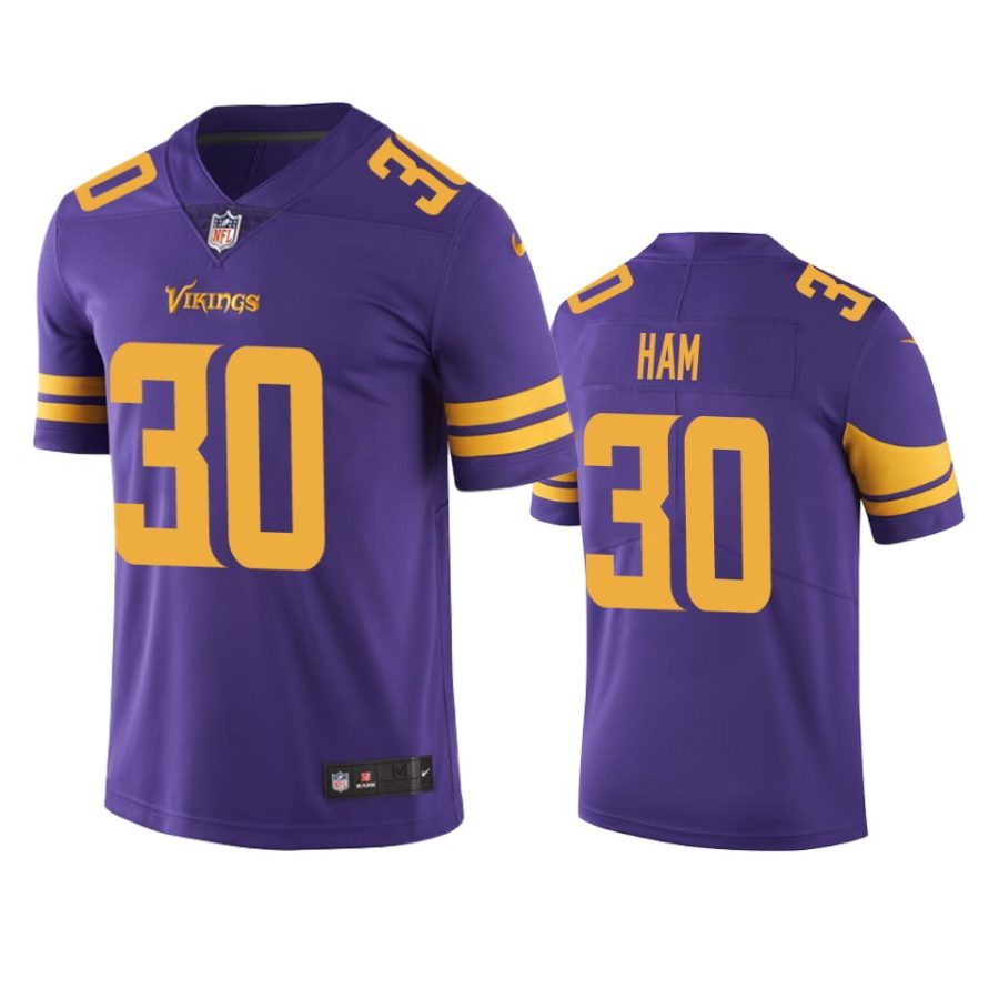 mens vikings c.j. ham purple color rush limited jersey