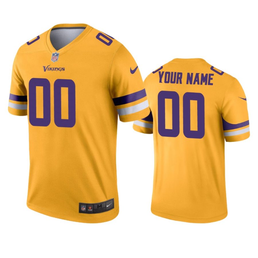 mens vikings custom gold inverted legend jersey