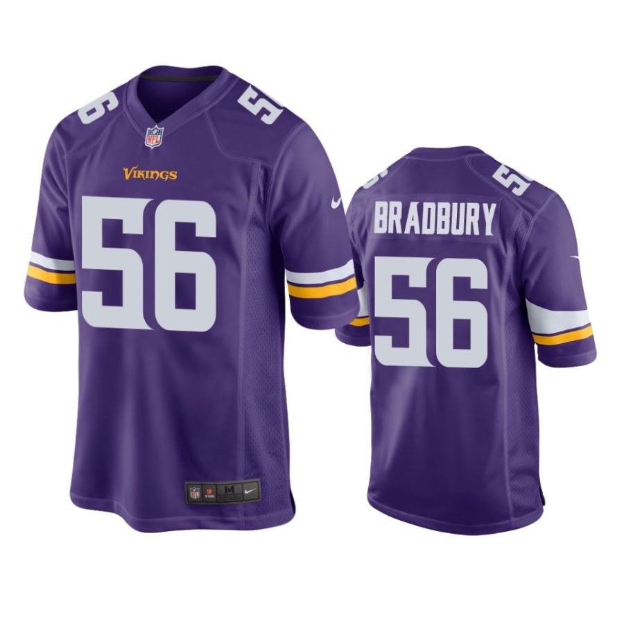 mens vikings garrett bradbury purple game jersey