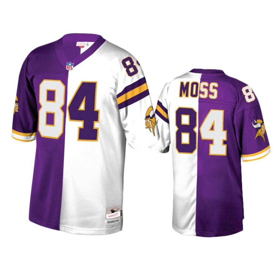 mens vikings randy moss purple white retired player split jersey