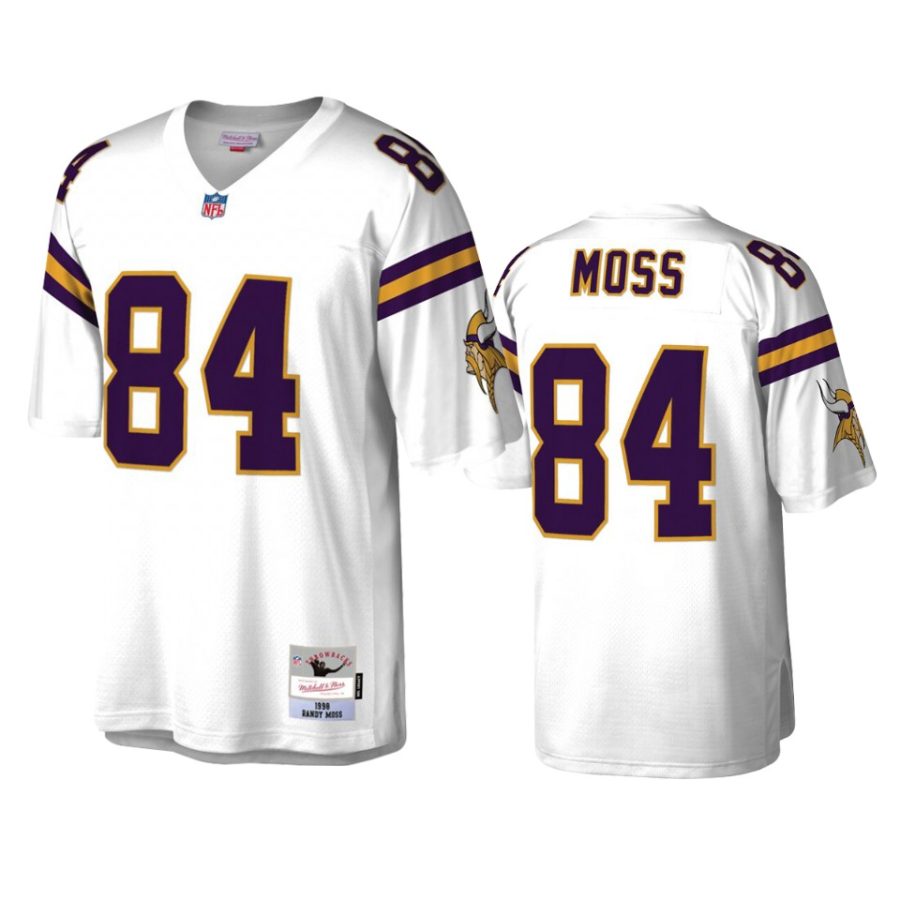 mens vikings randy moss white 1998 replica retired player jersey