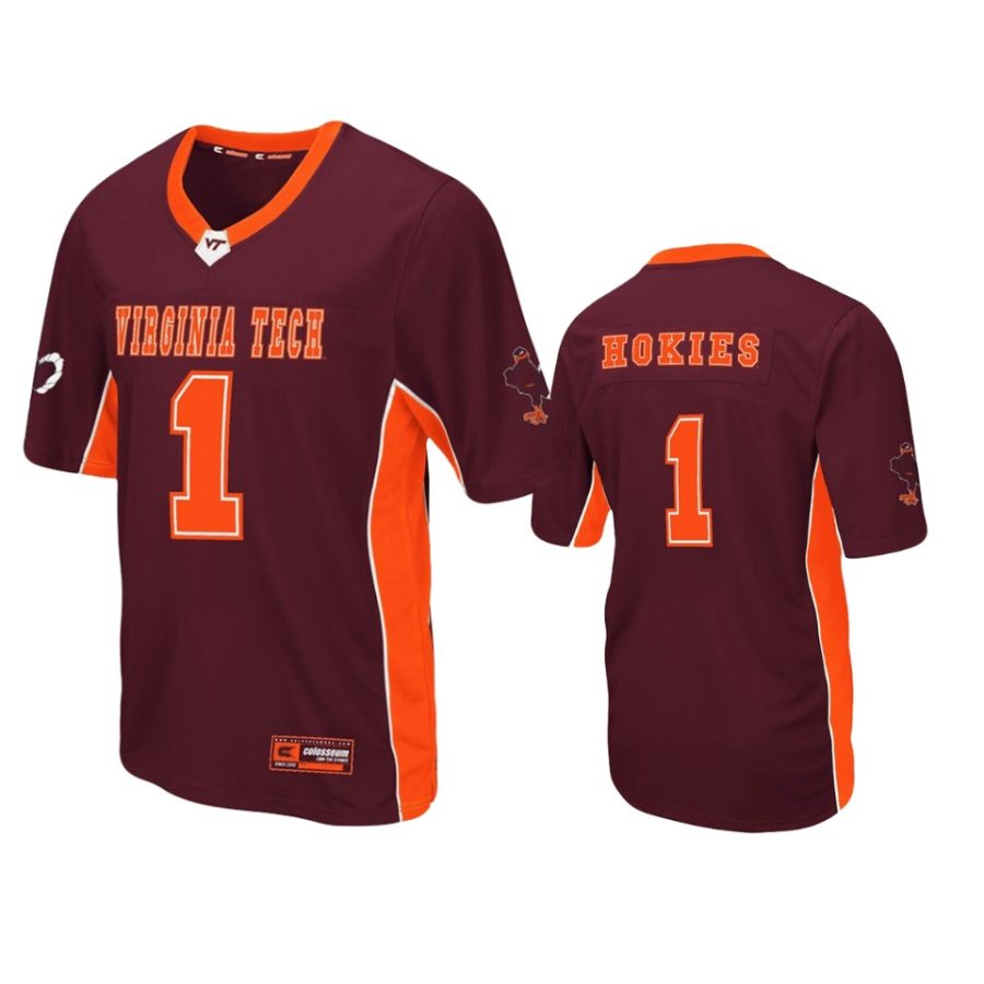 mens virginia tech hokies 1 maroon max power jersey