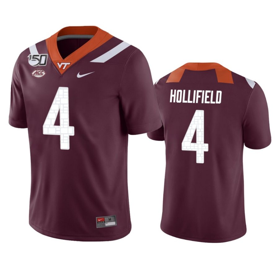 mens virginia tech hokies dax hollifield maroon game jersey