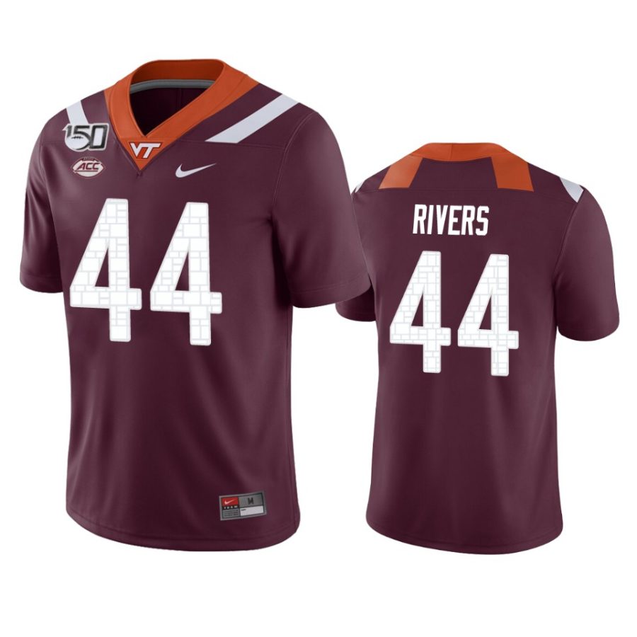 mens virginia tech hokies dylan rivers maroon game jersey