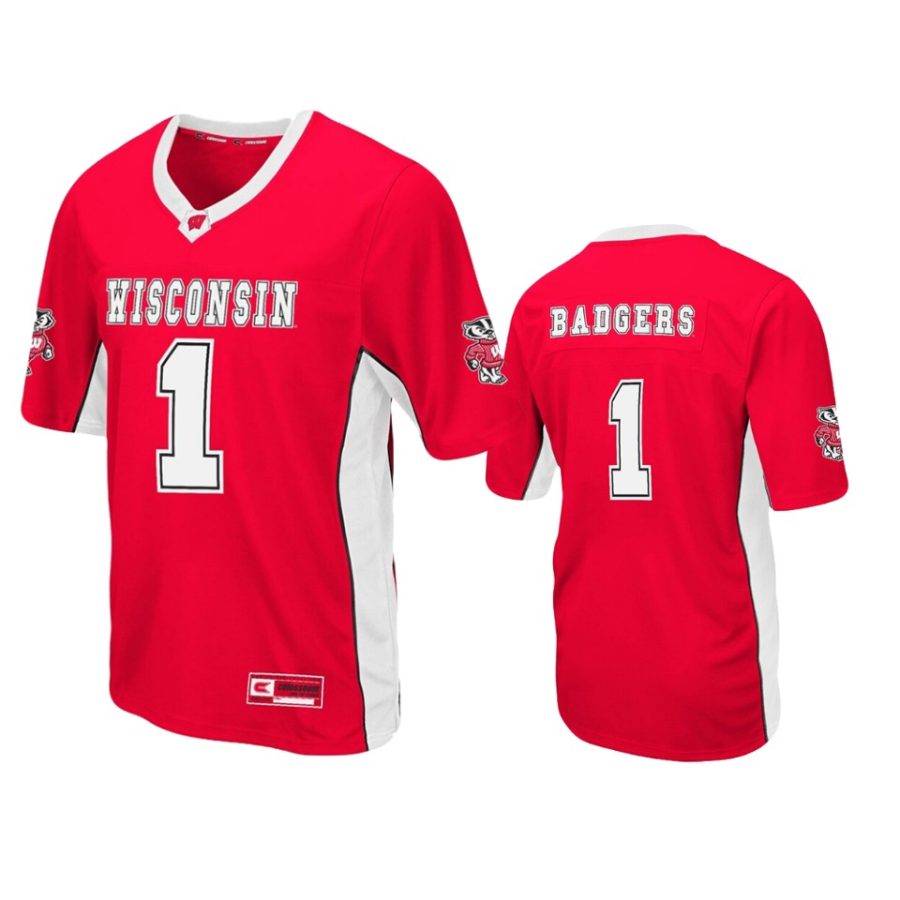 mens wisconsin badgers 1 red max power jersey