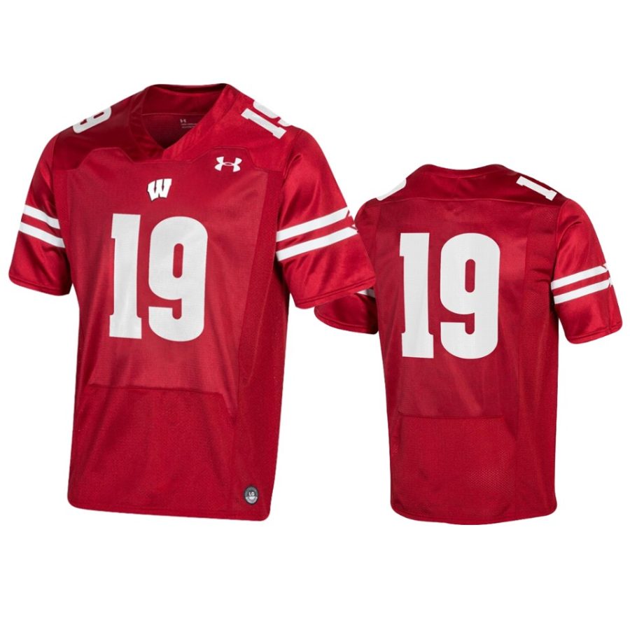 mens wisconsin badgers 19 under armour red replica jersey