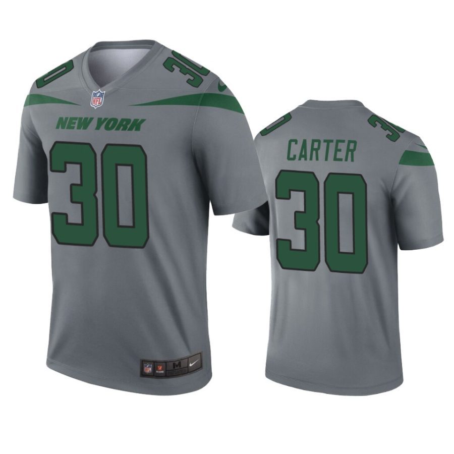 michael carter jets inverted legend gray jersey