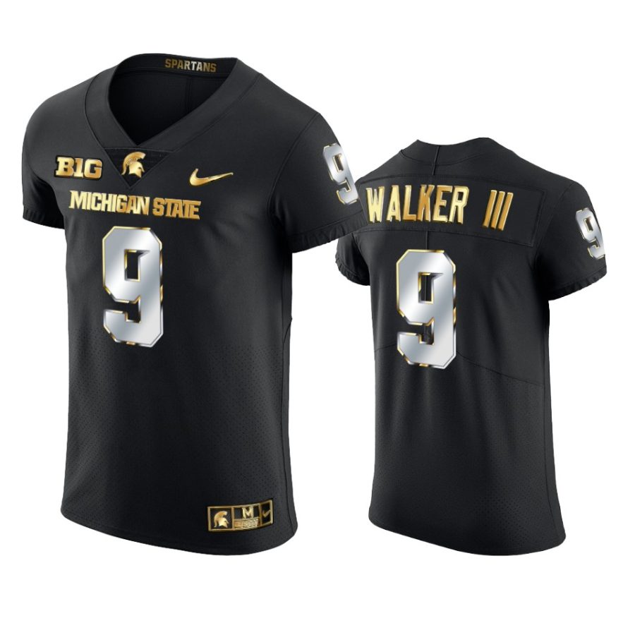 michigan state spartans kenneth walker iii black golden edition jersey