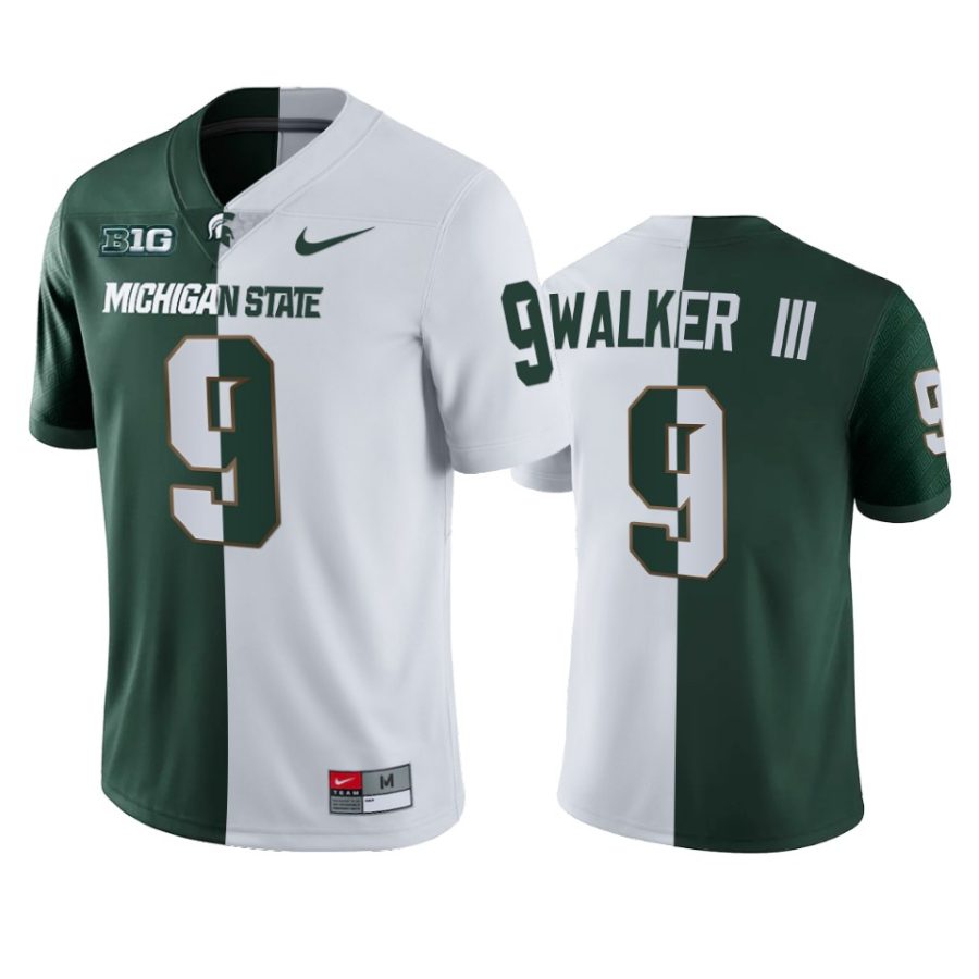 michigan state spartans kenneth walker iii white green split edition jersey