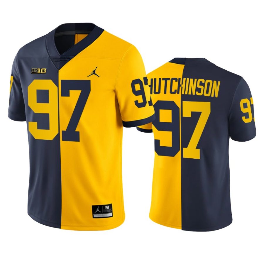 michigan wolverines aidan hutchinson navy maize split edition jersey