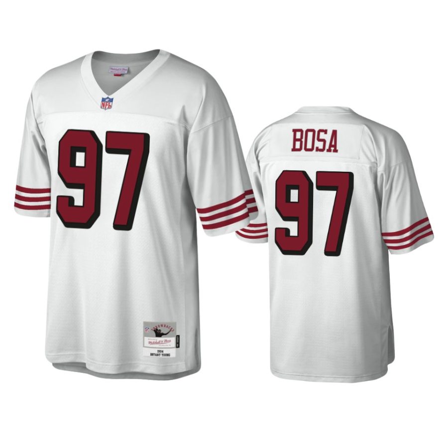 nick bosa 49ers white legacy replica throwback jersey