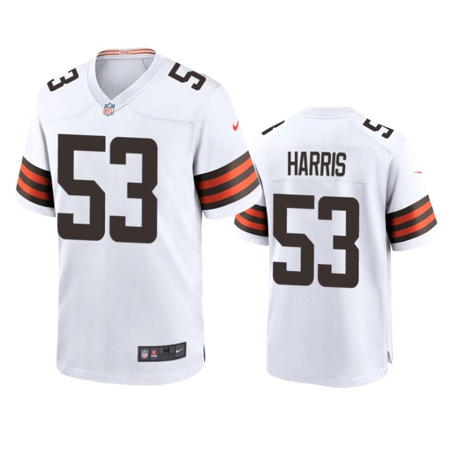 nick harris browns white game jersey