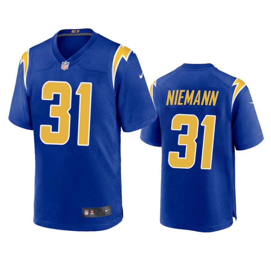 nick niemann chargers royal alternate game jersey