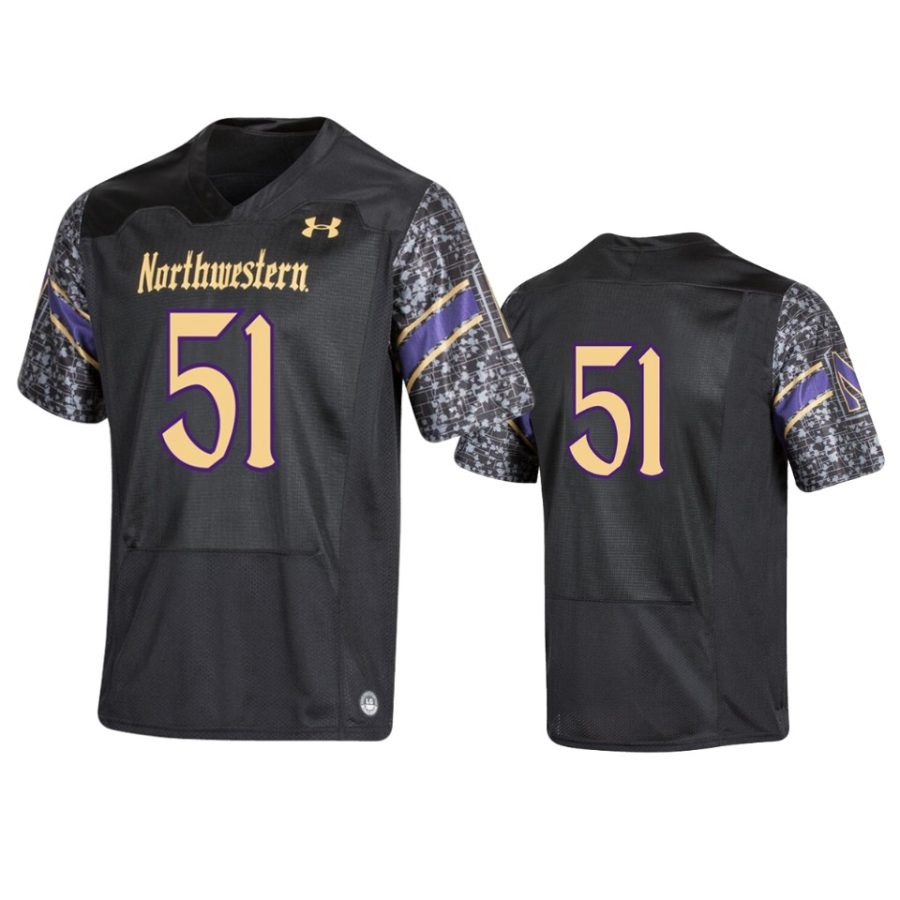 northwestern wildcats 51 black replica 150th anniversary jersey