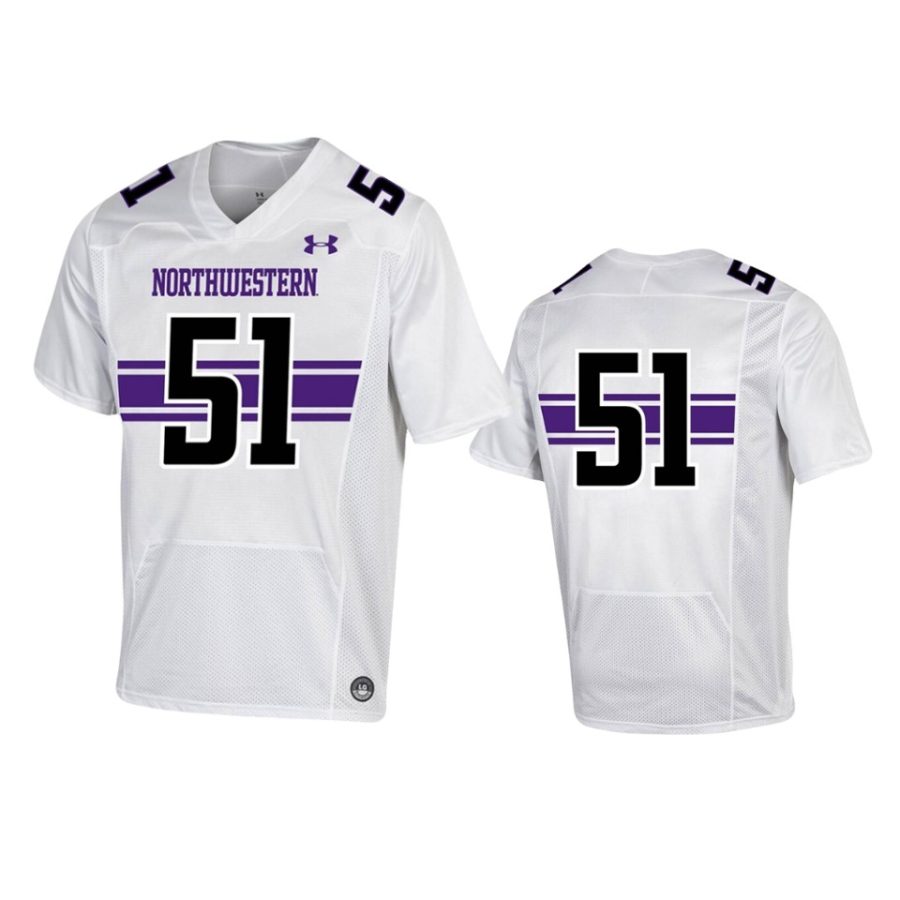 northwestern wildcats 51 white replica jersey